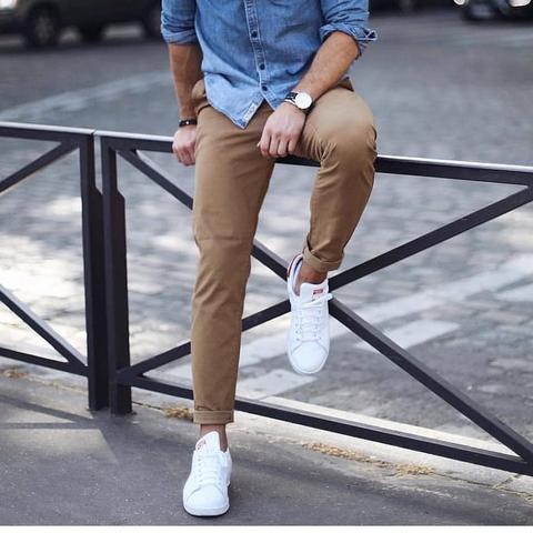 Confused about what shoes to pair. Sneakers feel a lot more comfortable  than formals. Do sneakers go well with it? (Dont say anything about the  crumpled shirt it's after half a day's